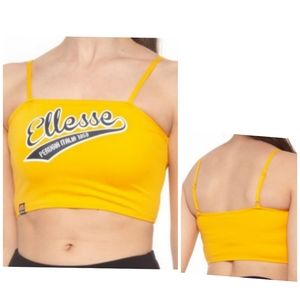 ELLESSE Campbell Perugia Italia 1959 Yellow Midweight Stretch Bra Top Si…